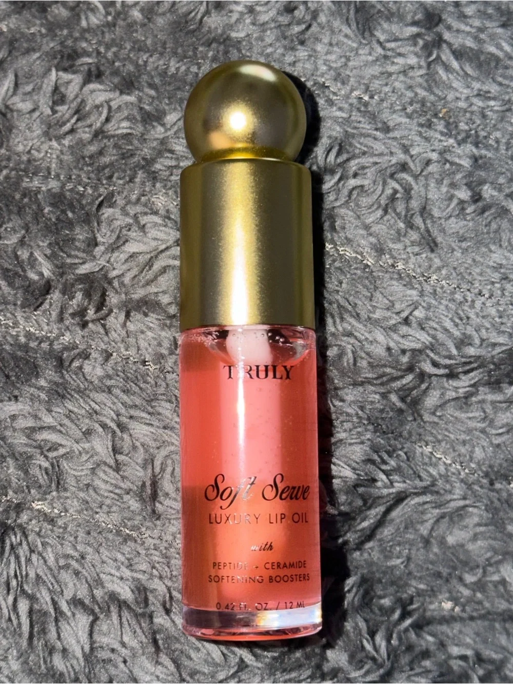 TRULY Soft Serve Luxury Lip Oil – Gold Cap with Pink Oil